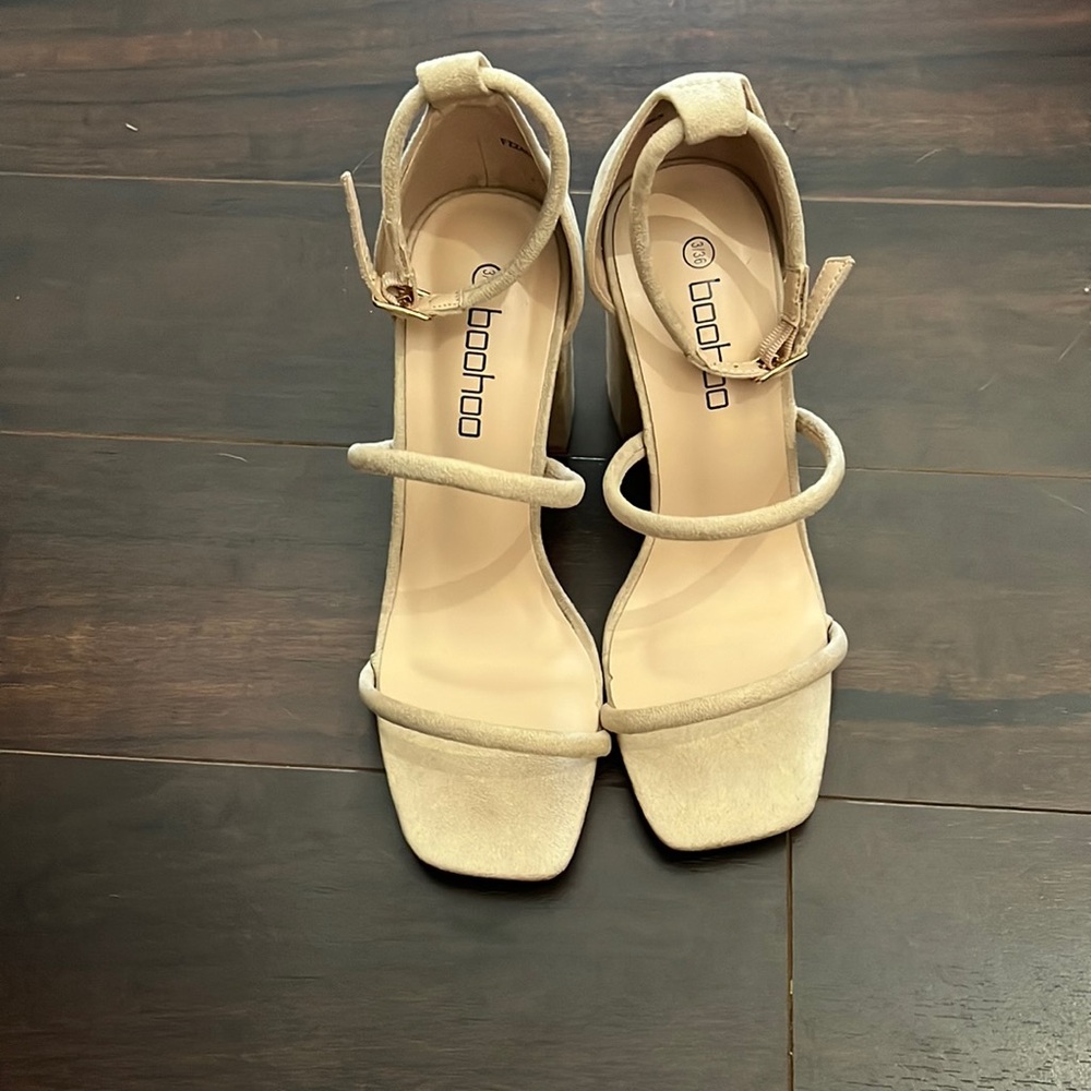 Make an offer!! Boohoo 3 strap nude heels - brand new!